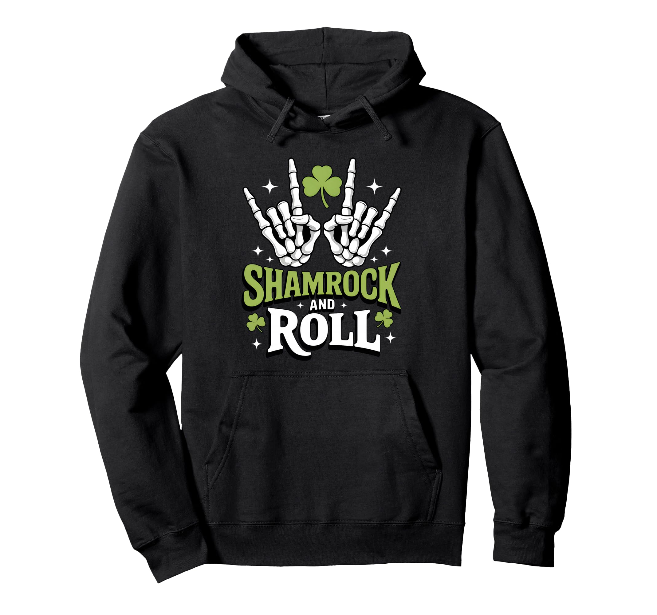 Shamrock And Roll Funny St Patricks Hoodie - Aesthetic Graphic for Adults - T-Shirt, Sweatshirt, Hoodie