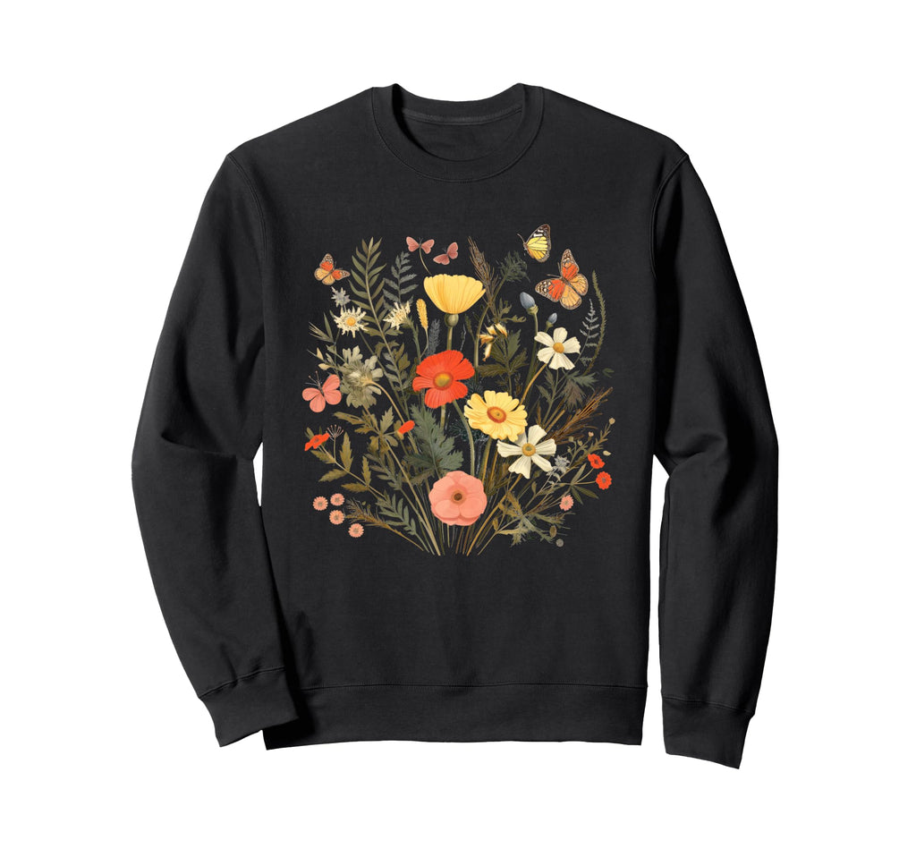 Romantic Wildflowers Boho Sweatshirt - Casual Everyday Wear Unisex - T-Shirt, Sweatshirt, Hoodie