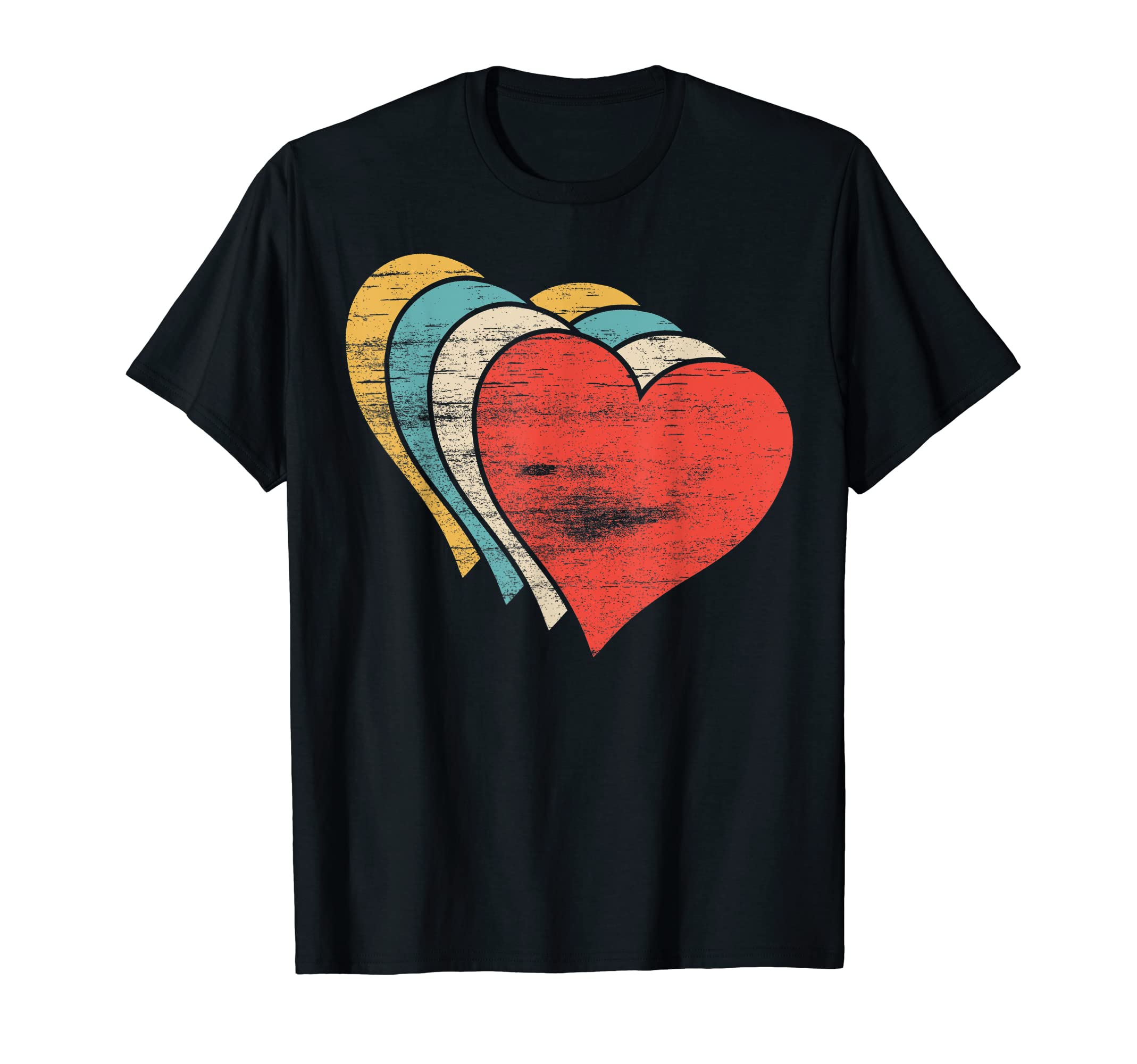 Art Valentines Day Hearts Distressed T-Shirt - Graphic Print for Adults - T-Shirt, Sweatshirt, Hoodie