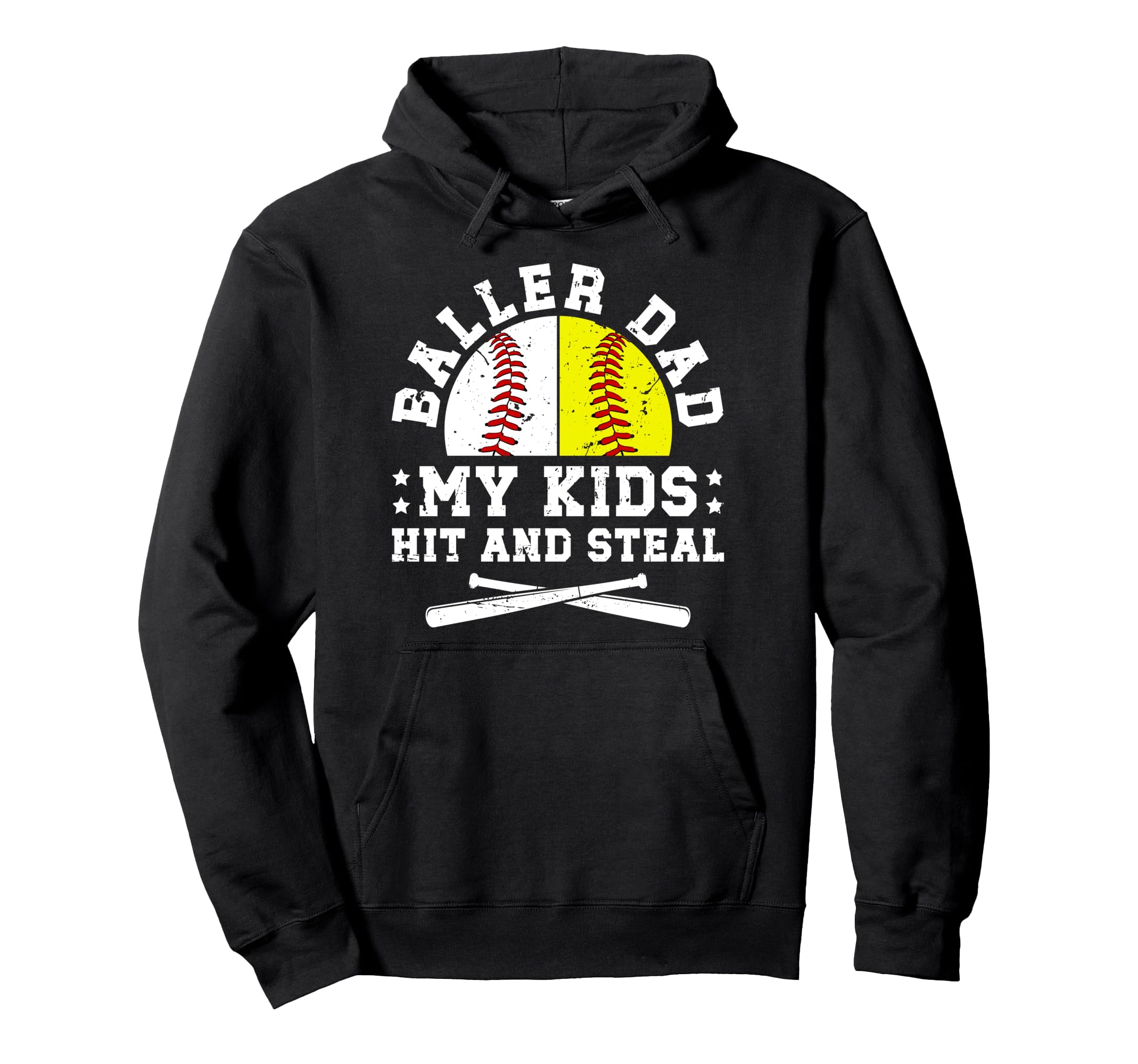 Baller Dad Funny Baseball Softball Dad Hoodie - Custom Art Print Men Women - T-Shirt, Sweatshirt, Hoodie