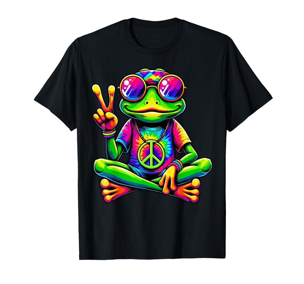 Hippie Tie Dye Frog 70S 60S Peace Sign T-Shirt - Trendy Graphic Men Women - T-Shirt, Sweatshirt, Hoodie