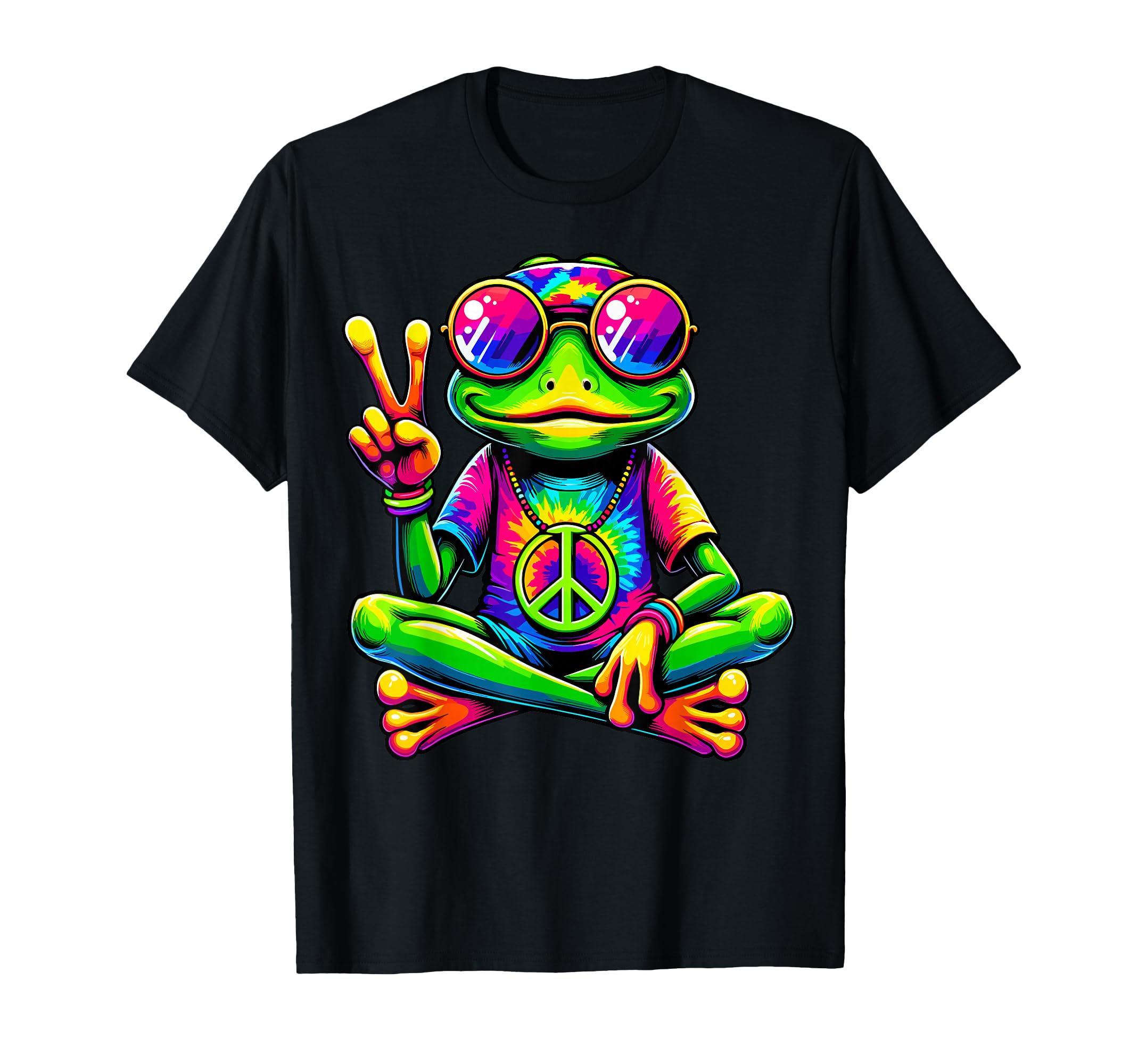 Hippie Tie Dye Frog 70S 60S Peace Sign T-Shirt - Trendy Graphic Men Women - T-Shirt, Sweatshirt, Hoodie