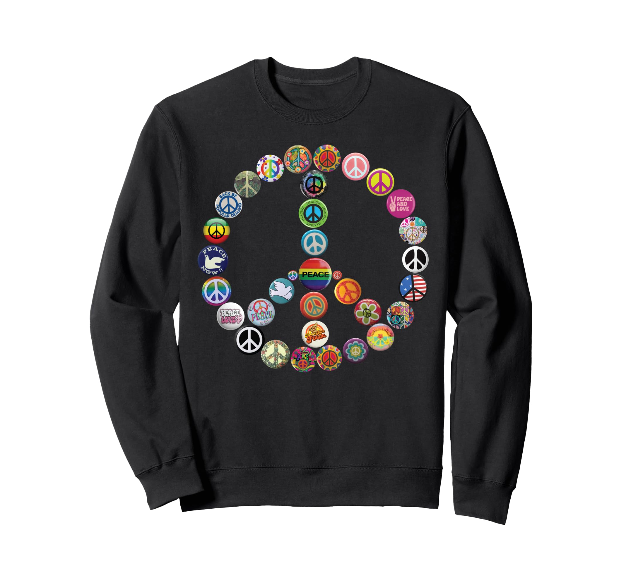 Peace Sign Buttons Hippie Costume Sweatshirt - Streetwear Style Men Women - T-Shirt, Sweatshirt, Hoodie