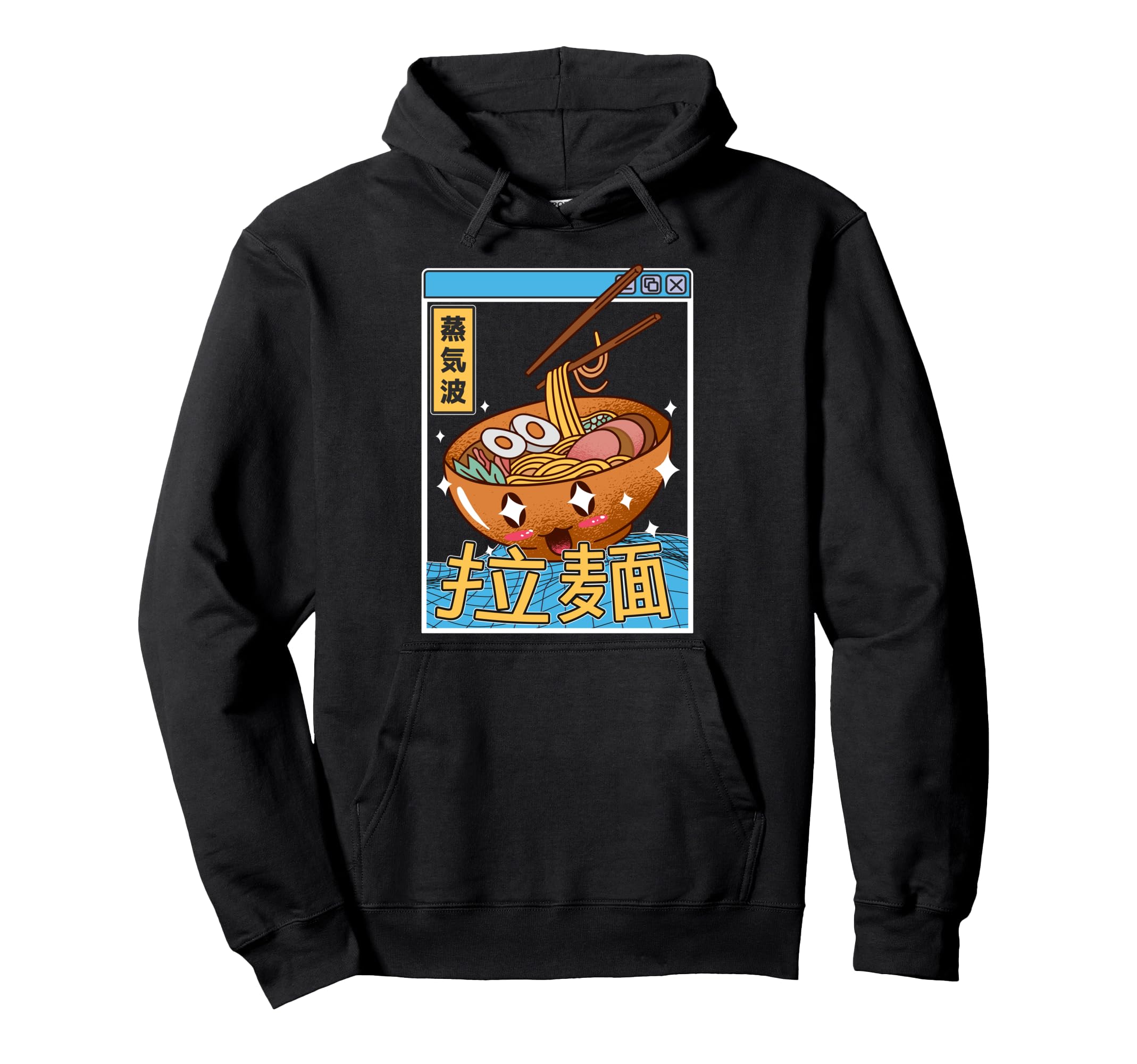 Ramen Noodles Bowl Kawaii Grid Vaporwave Hoodie - Unique Graphic Unisex - T-Shirt, Sweatshirt, Hoodie