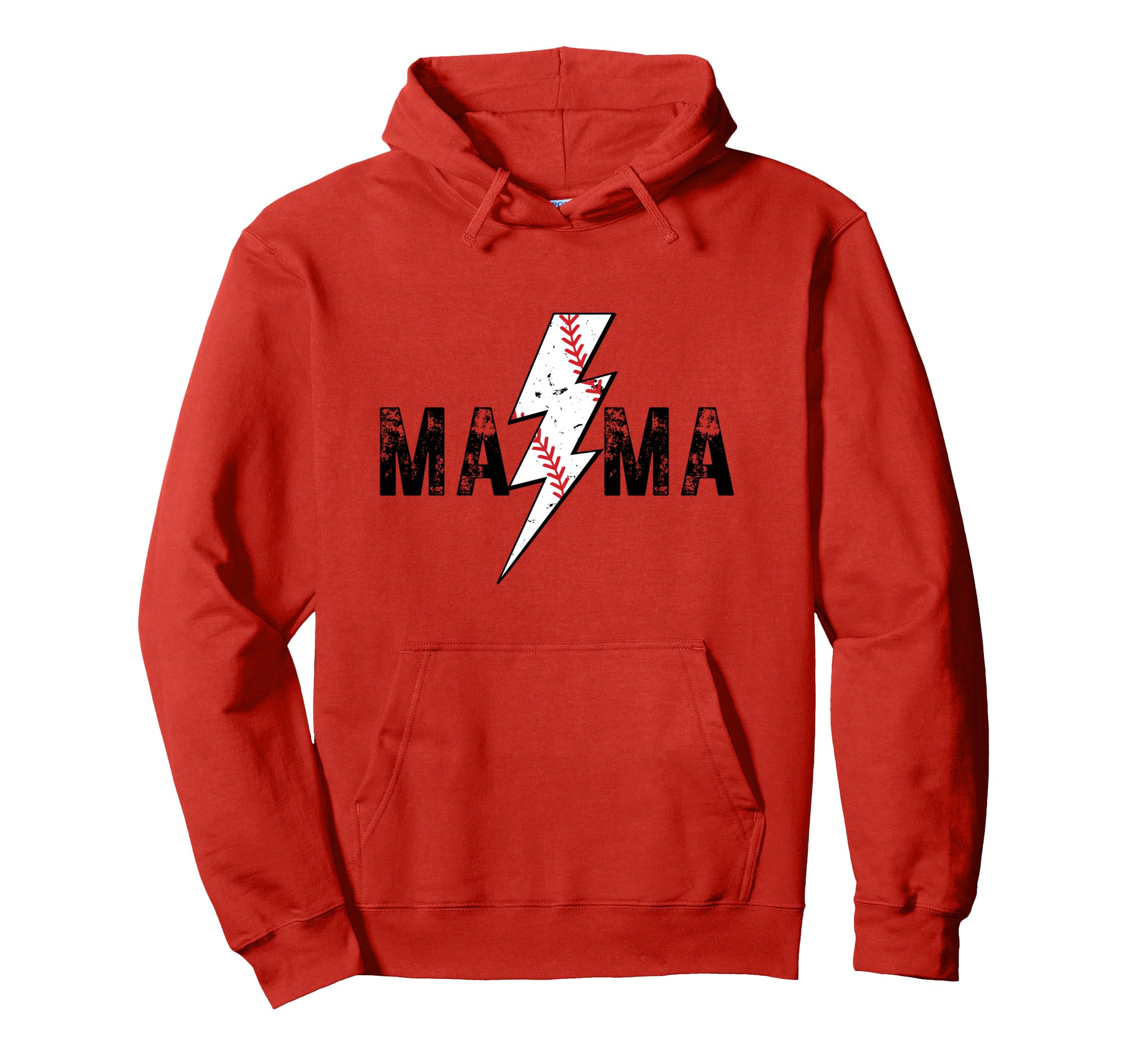 Baseball Mama Thunderbolt Hoodie - Fun Novelty Design Men Women - T-Shirt, Sweatshirt, Hoodie