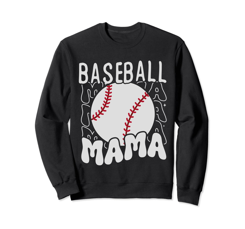 Groovy Baseball Mama Baseball Sons Game Sweatshirt - Graphic Print Unisex - T-Shirt, Sweatshirt, Hoodie
