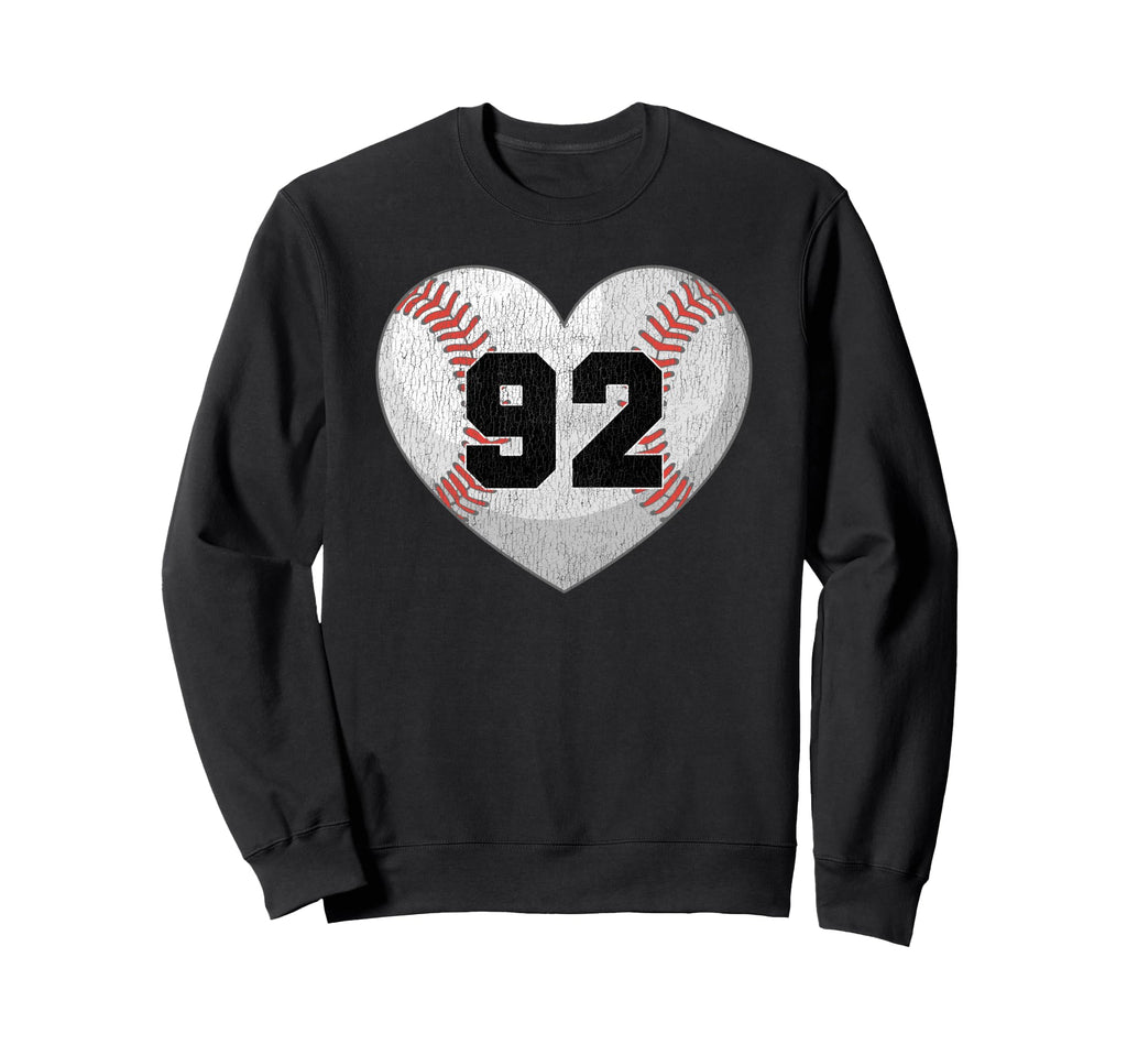 Baseball Number 92 Distressed Sweatshirt - Fun Novelty Design for Adults - T-Shirt, Sweatshirt, Hoodie