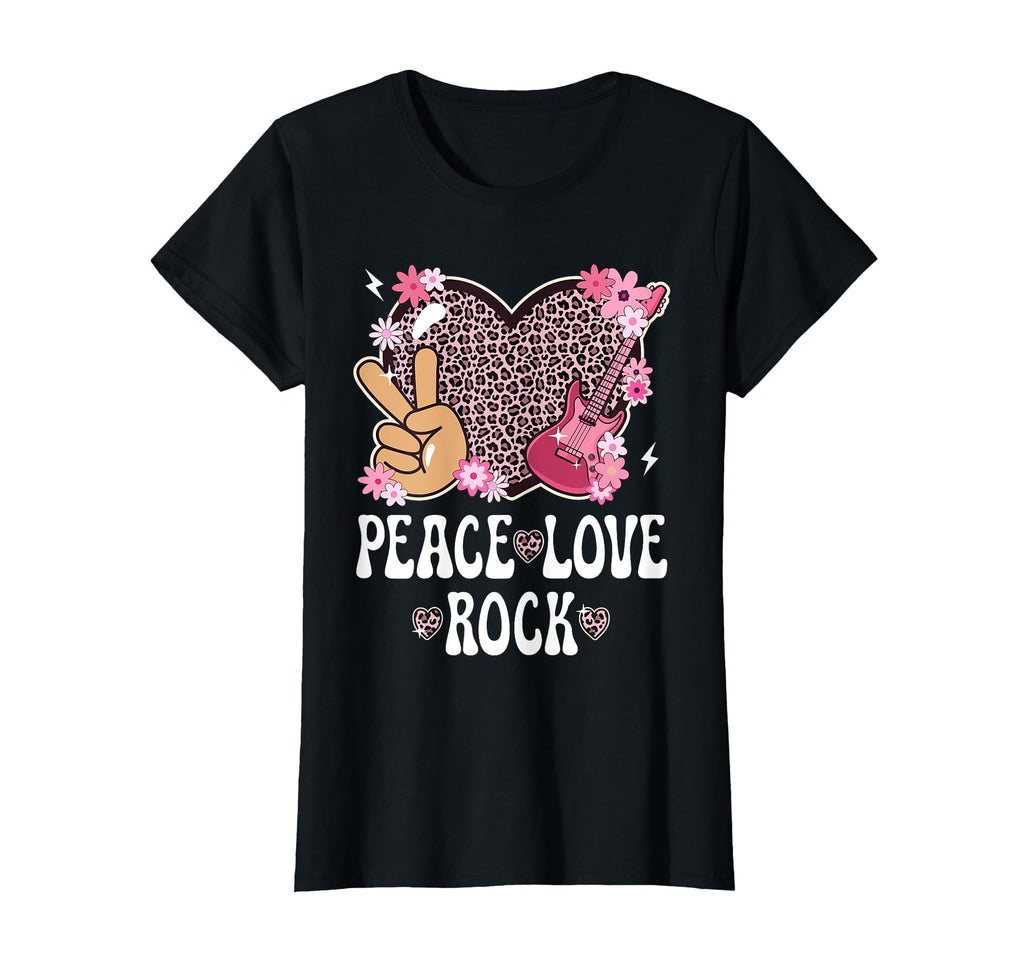 Peace Love Rock And Roll Leopard Rock T-Shirt - Custom Art Print Unisex - T-Shirt, Sweatshirt, Hoodie