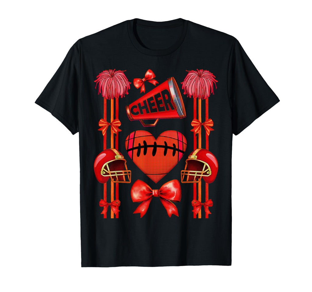 Football Cheer Mom Coquette Bow Mom T-Shirt - Unique Graphic Unisex - T-Shirt, Sweatshirt, Hoodie