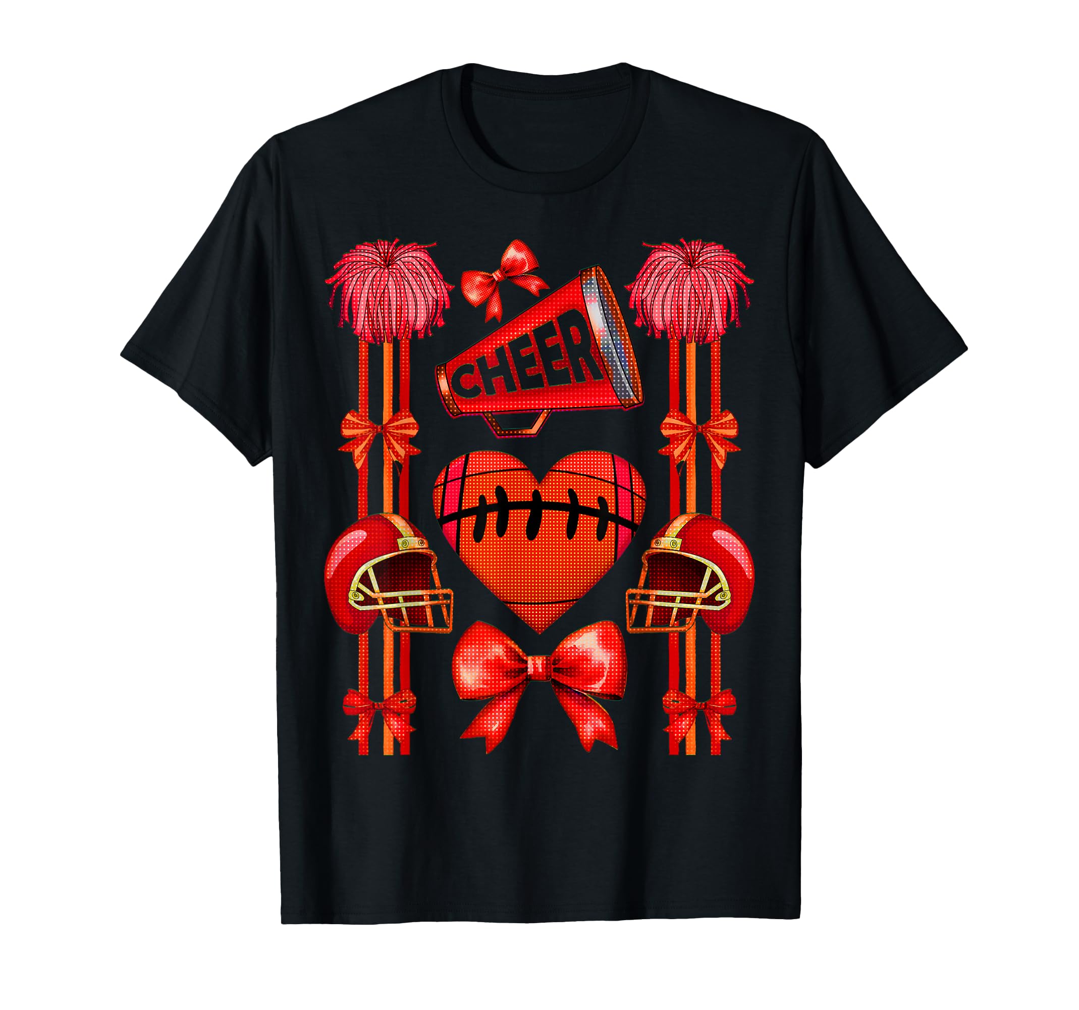 Football Cheer Mom Coquette Bow Mom T-Shirt - Unique Graphic Unisex - T-Shirt, Sweatshirt, Hoodie