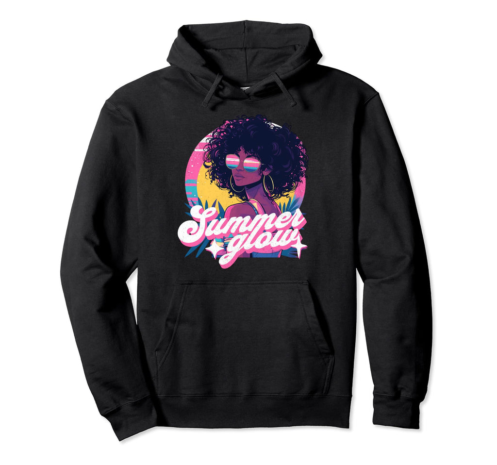 Summer Glow Black Sunset Vaporwave Hoodie - Streetwear Style Unisex - T-Shirt, Sweatshirt, Hoodie