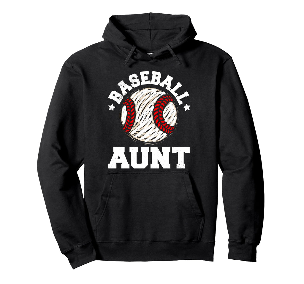Baseball Aunt Distressed Funny Baseball Hoodie - Unique Graphic Men Women - T-Shirt, Sweatshirt, Hoodie