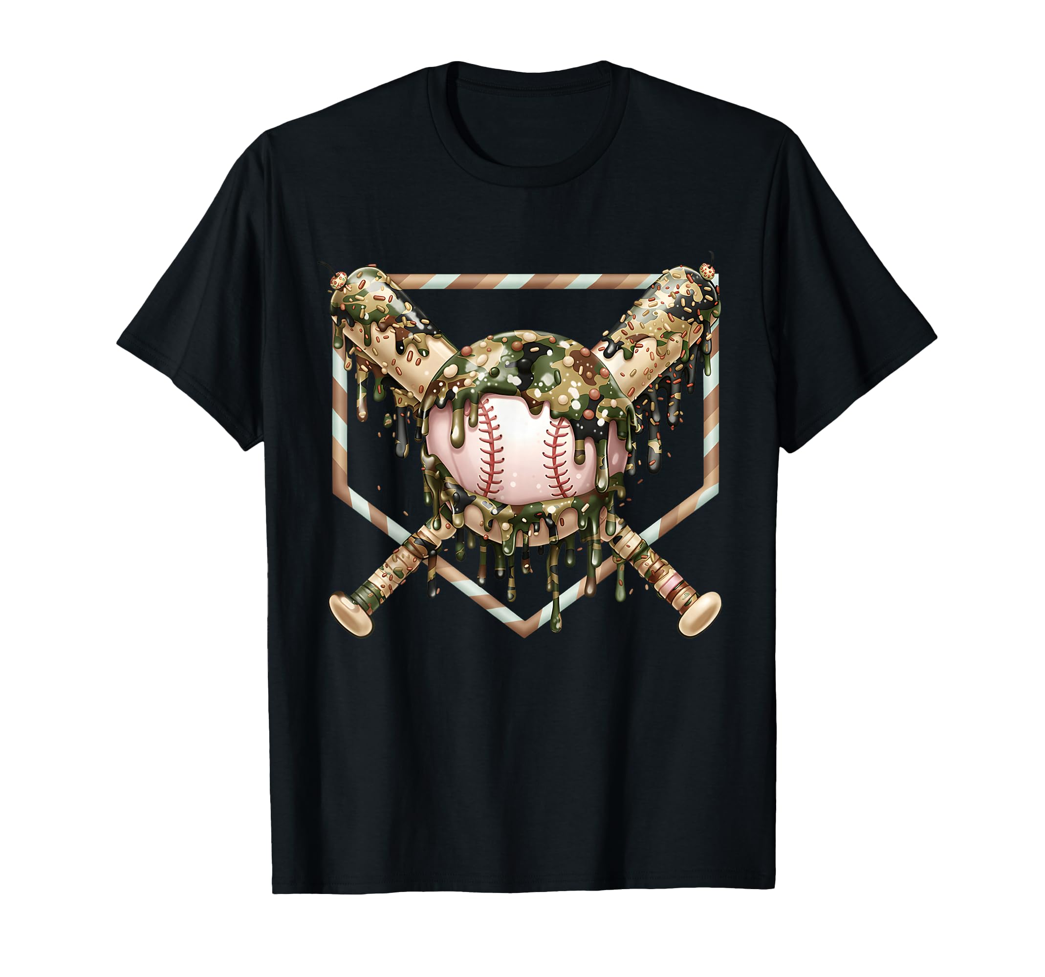 Baseball Drip Ice Cream Drip Baseball T-Shirt - Trendy Graphic for Adults - T-Shirt, Sweatshirt, Hoodie