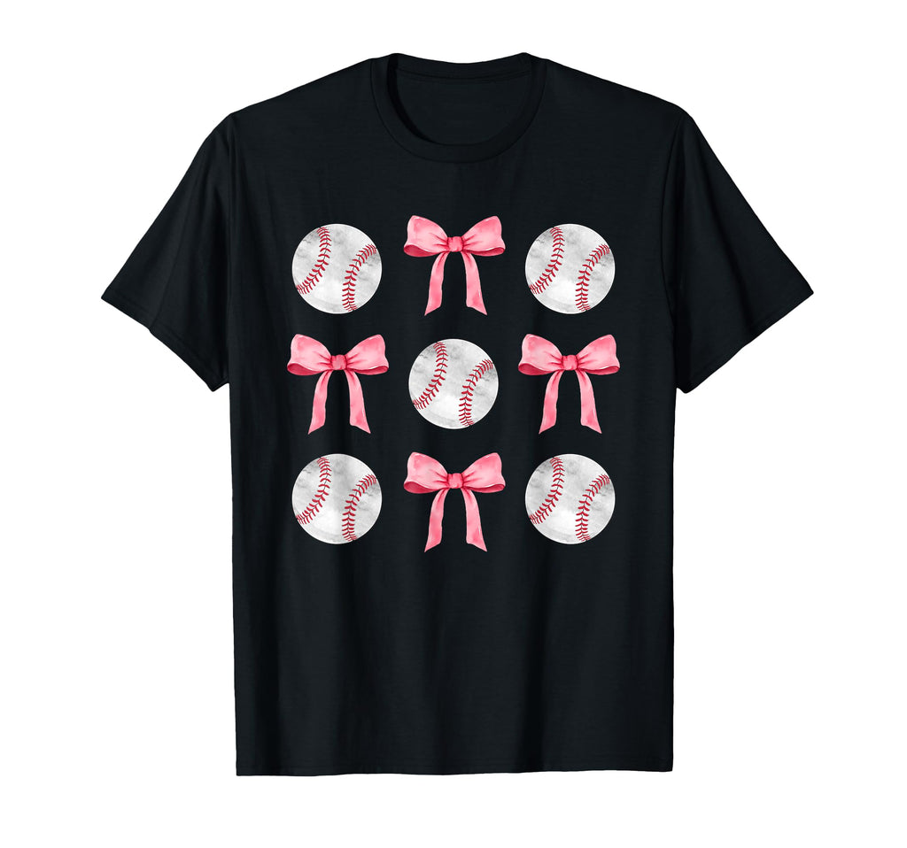 Baseballs Bows Ball Mom School Pride T-Shirt - Aesthetic Graphic Men Women - T-Shirt, Sweatshirt, Hoodie