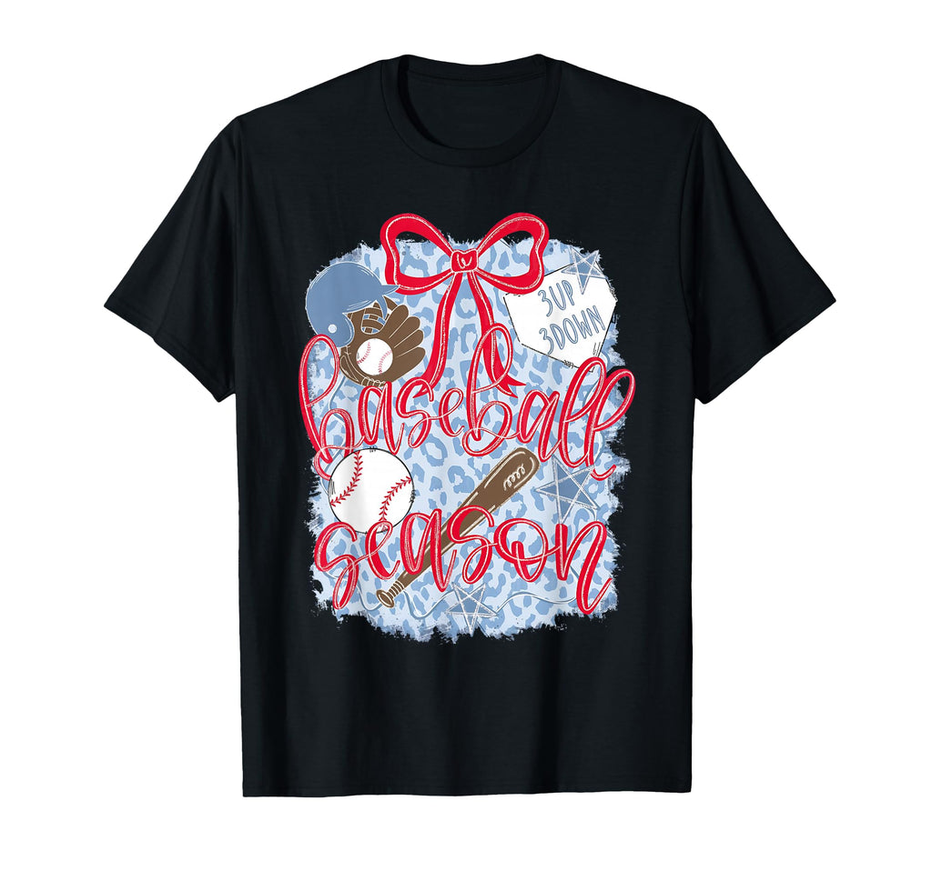 Baseball Season Coquette Bow Happy T-Shirt - Minimalist Print Men Women - T-Shirt, Sweatshirt, Hoodie