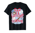 Baseball Season Coquette Bow Happy T-Shirt - Minimalist Print Men Women - T-Shirt, Sweatshirt, Hoodie