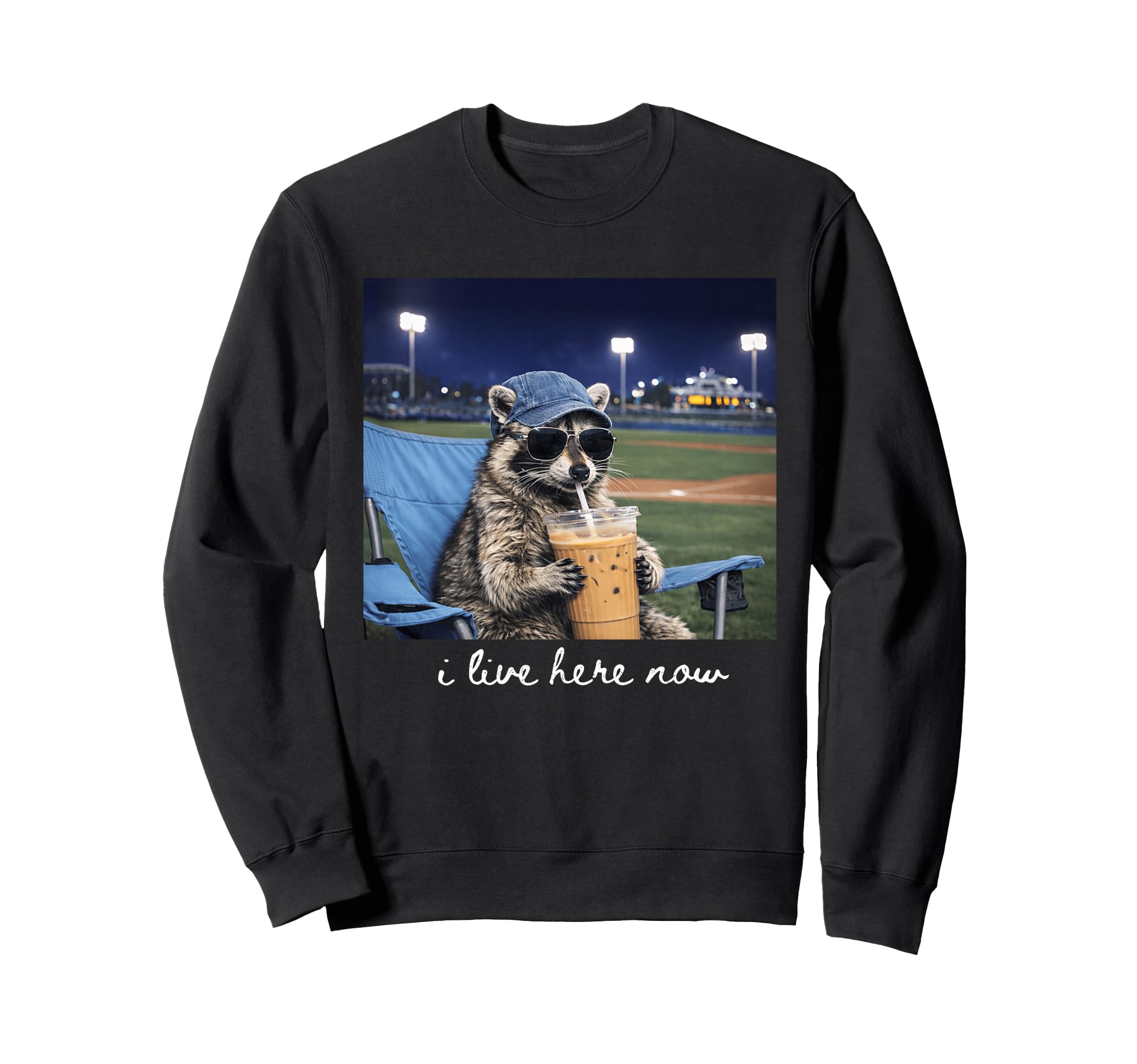 Funny Racoon Drinking Iced Coffee Sweatshirt - Streetwear Style for Adults - T-Shirt, Sweatshirt, Hoodie