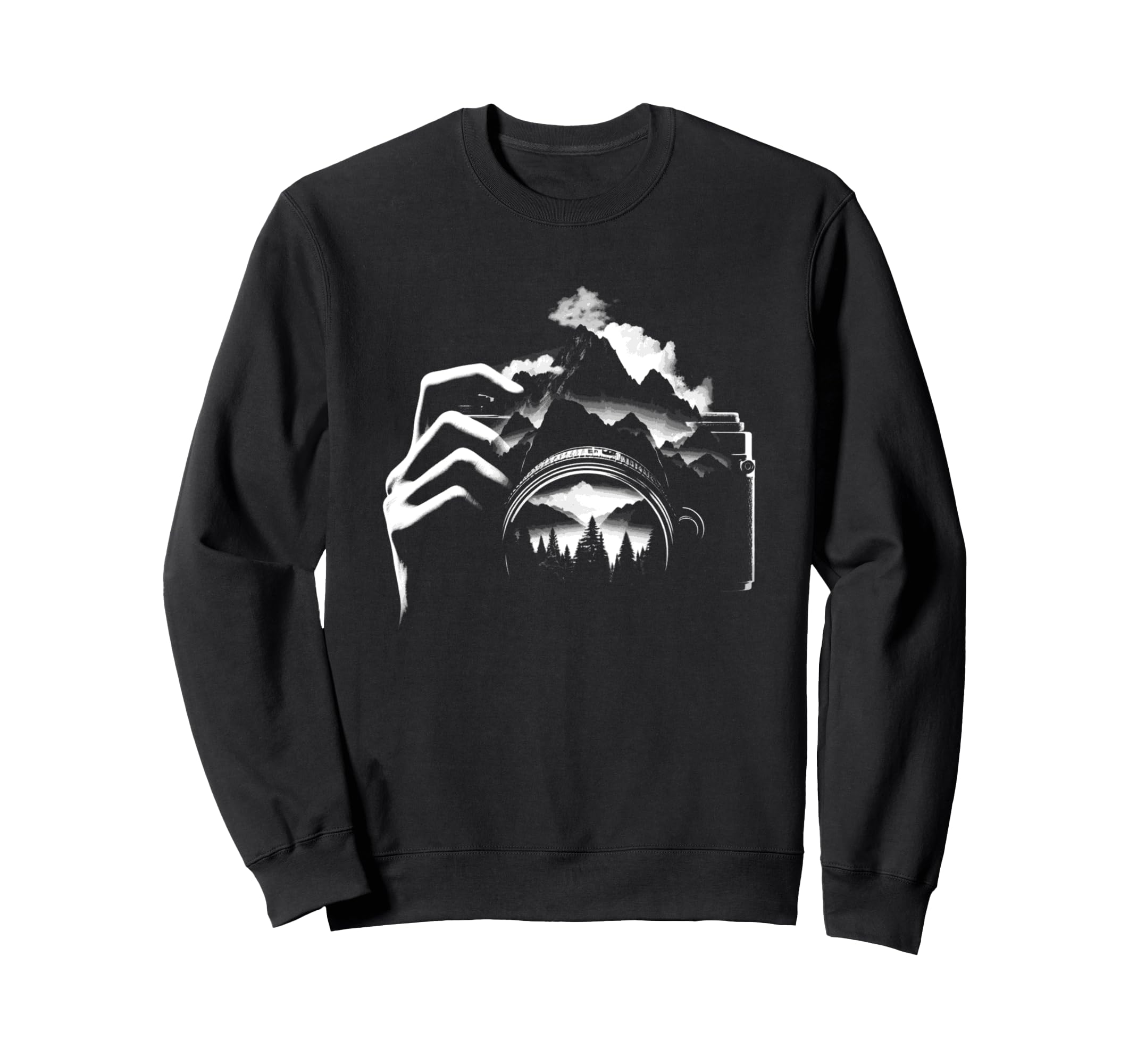 Camera Forest Illustration Nature Sweatshirt - Custom Art Print for Adults - T-Shirt, Sweatshirt, Hoodie