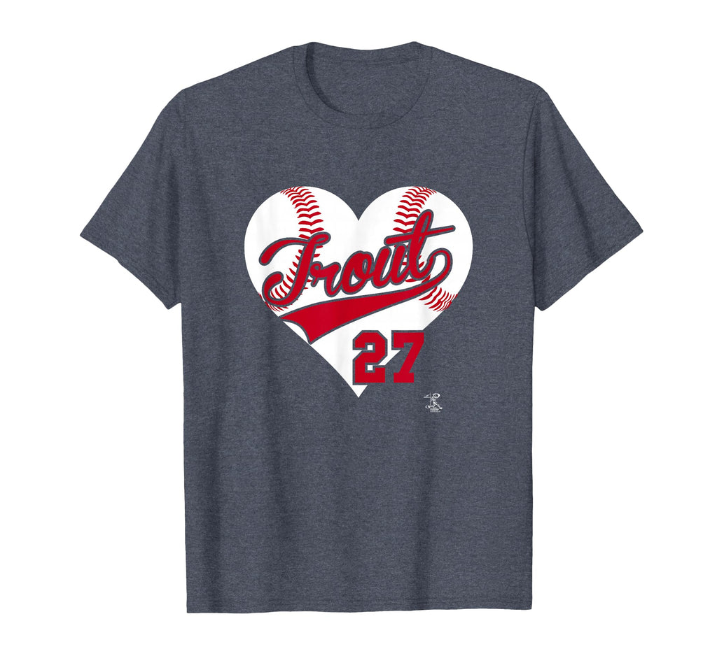 Mike Trout Baseball Heart Gameday T-Shirt - Minimalist Print Men Women - T-Shirt, Sweatshirt, Hoodie