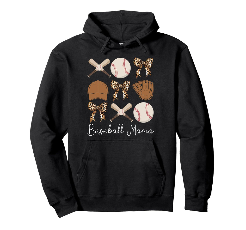 Baseball Mama Coquette Bow Baseball Mom Hoodie - Minimalist Print Unisex - T-Shirt, Sweatshirt, Hoodie