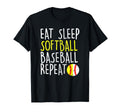 Eat Sleep Softball Baseball Repeat Funny T-Shirt - Minimalist Print Unisex - T-Shirt, Sweatshirt, Hoodie
