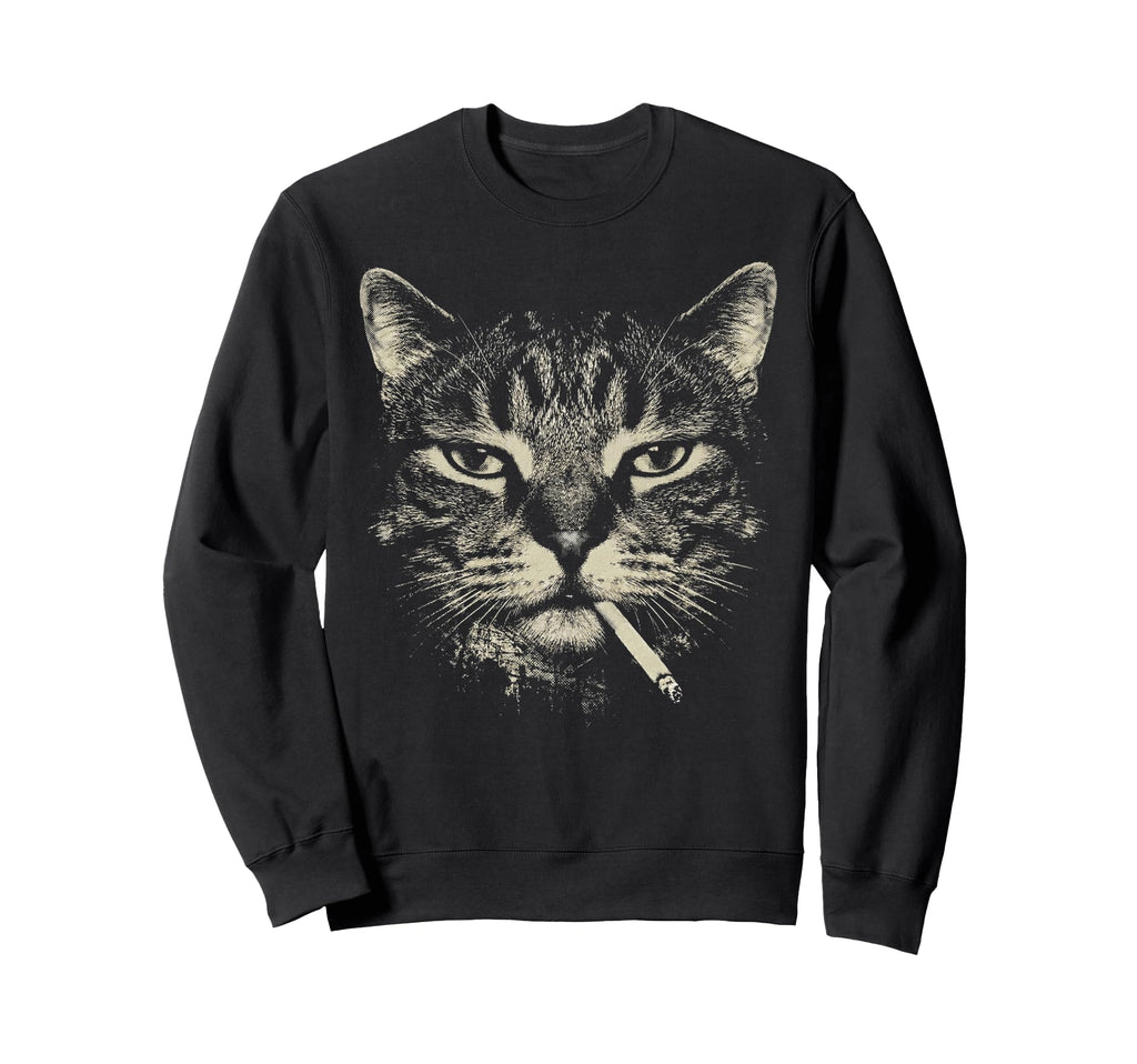 Funny Tabby Cat Smoking Cigarette Sweatshirt - Streetwear Style for Adults - T-Shirt, Sweatshirt, Hoodie