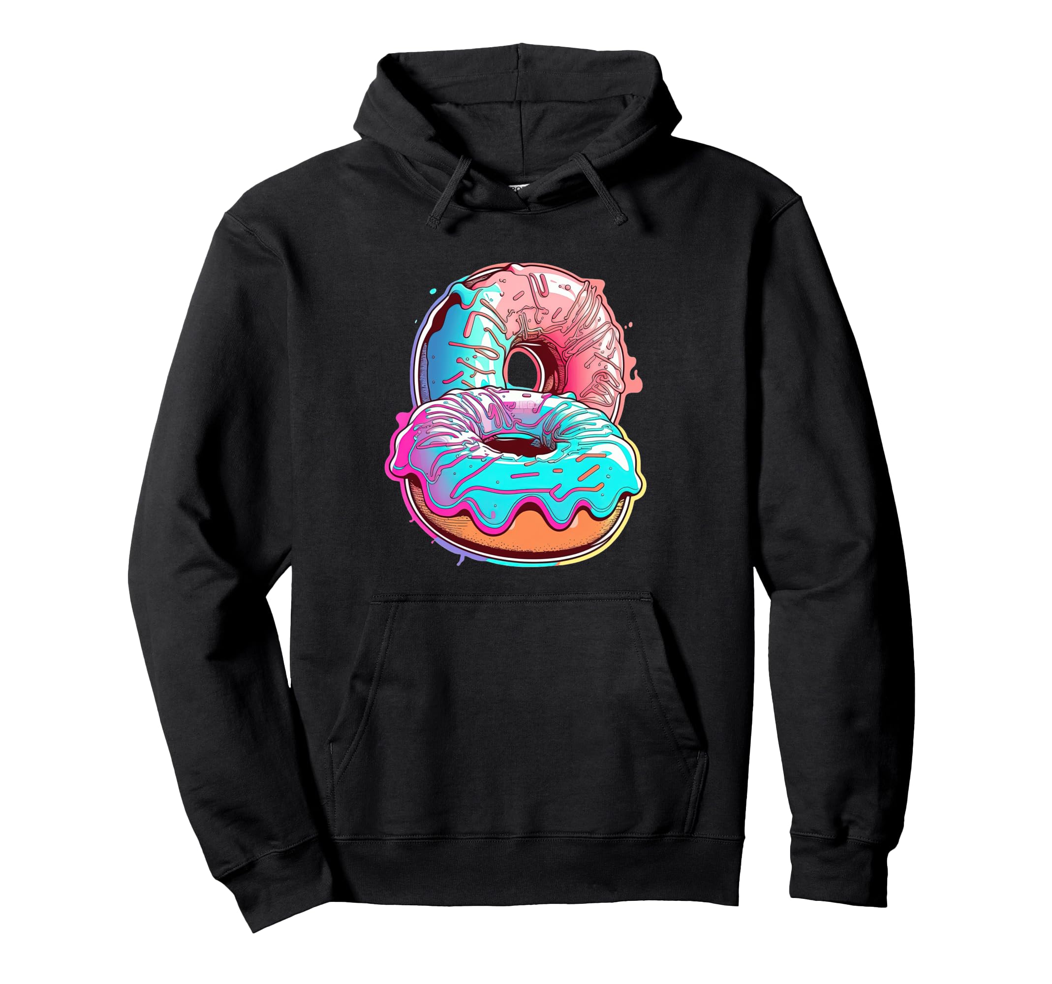 Donuts Vaporwave Synthwave Aesthetic Hoodie - Unique Graphic Men Women - T-Shirt, Sweatshirt, Hoodie