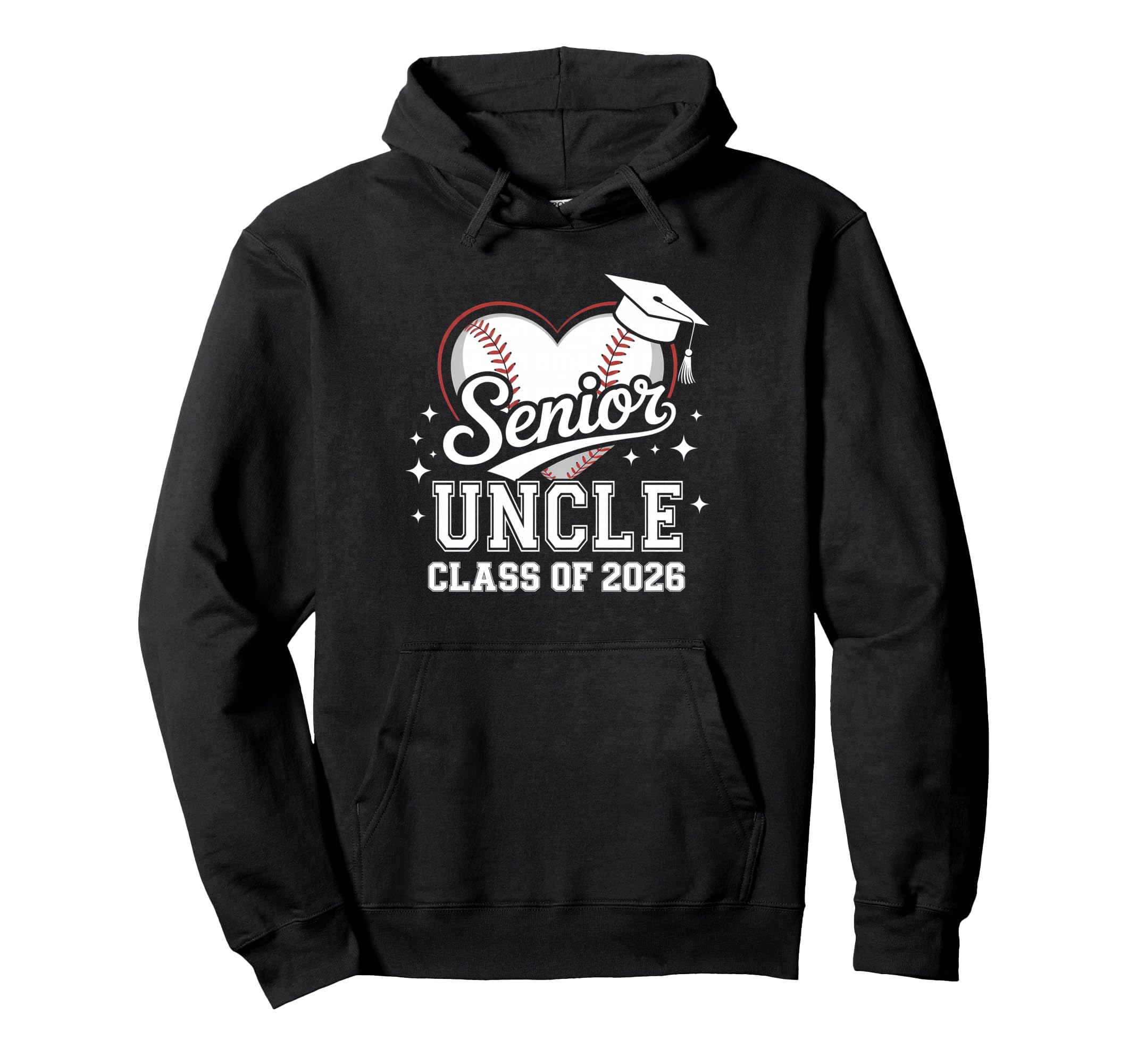Senior Uncle Class 2026 Baseball Hoodie - Fun Novelty Design for Adults - T-Shirt, Sweatshirt, Hoodie
