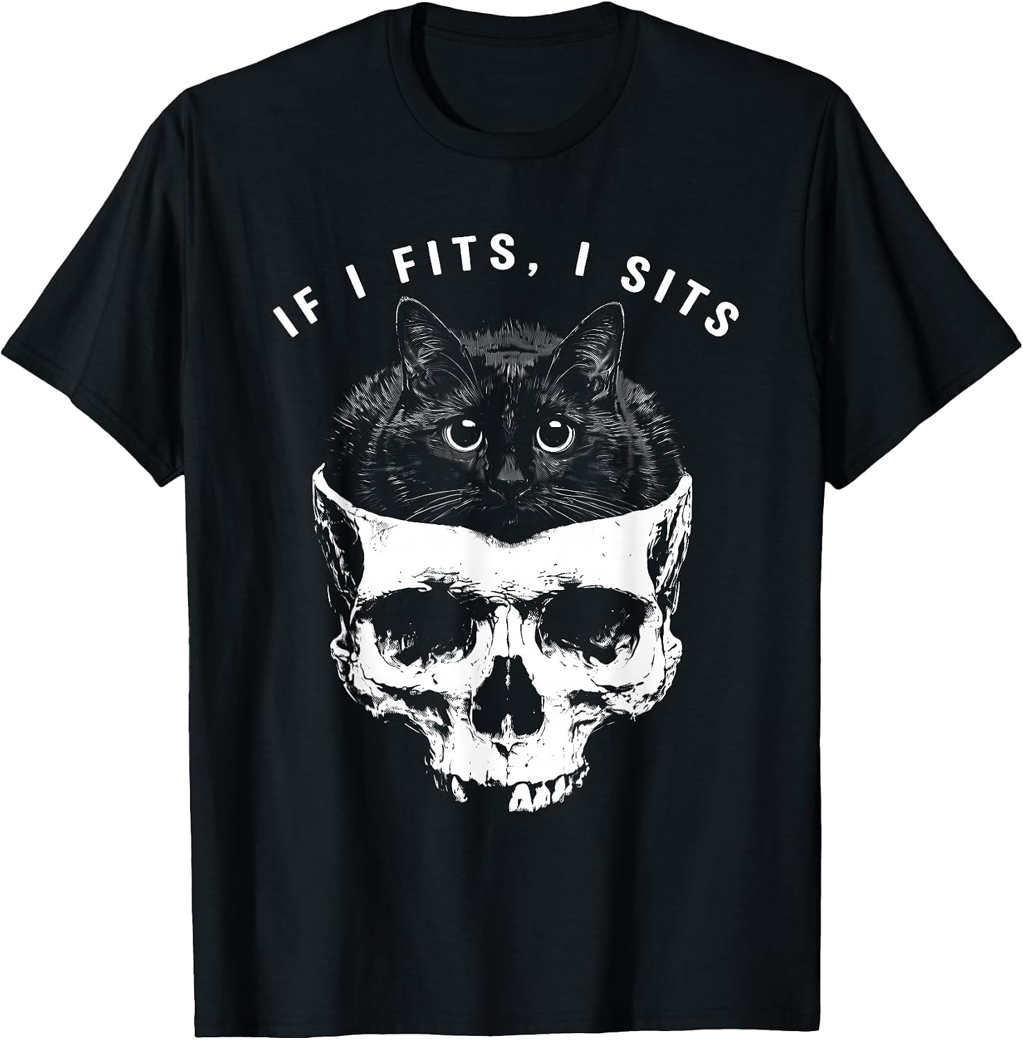 If I Fits Sits Black Cat Skull - Adult & Kids T-Shirts, Sweatshirts & Hoodies apparel design preview 1