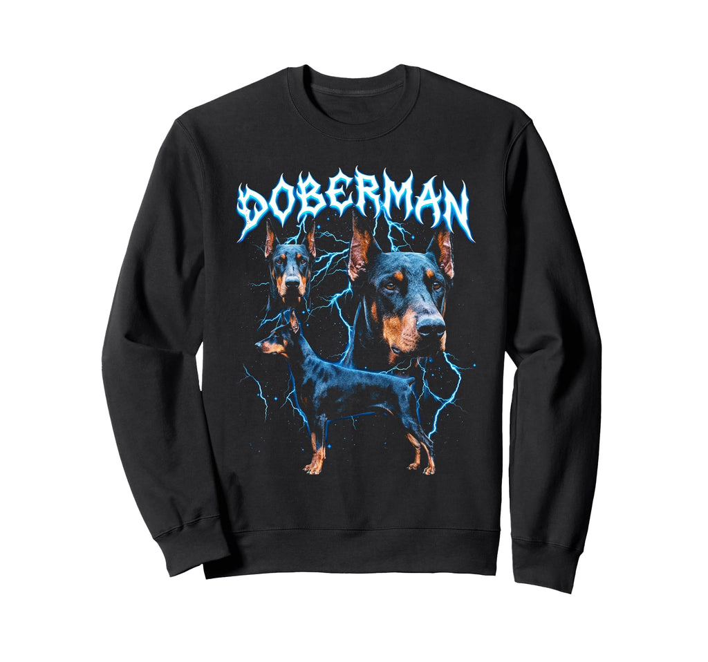 Doberman 90S Heavy Metal Dog Lover Sweatshirt - Aesthetic Graphic Unisex - T-Shirt, Sweatshirt, Hoodie