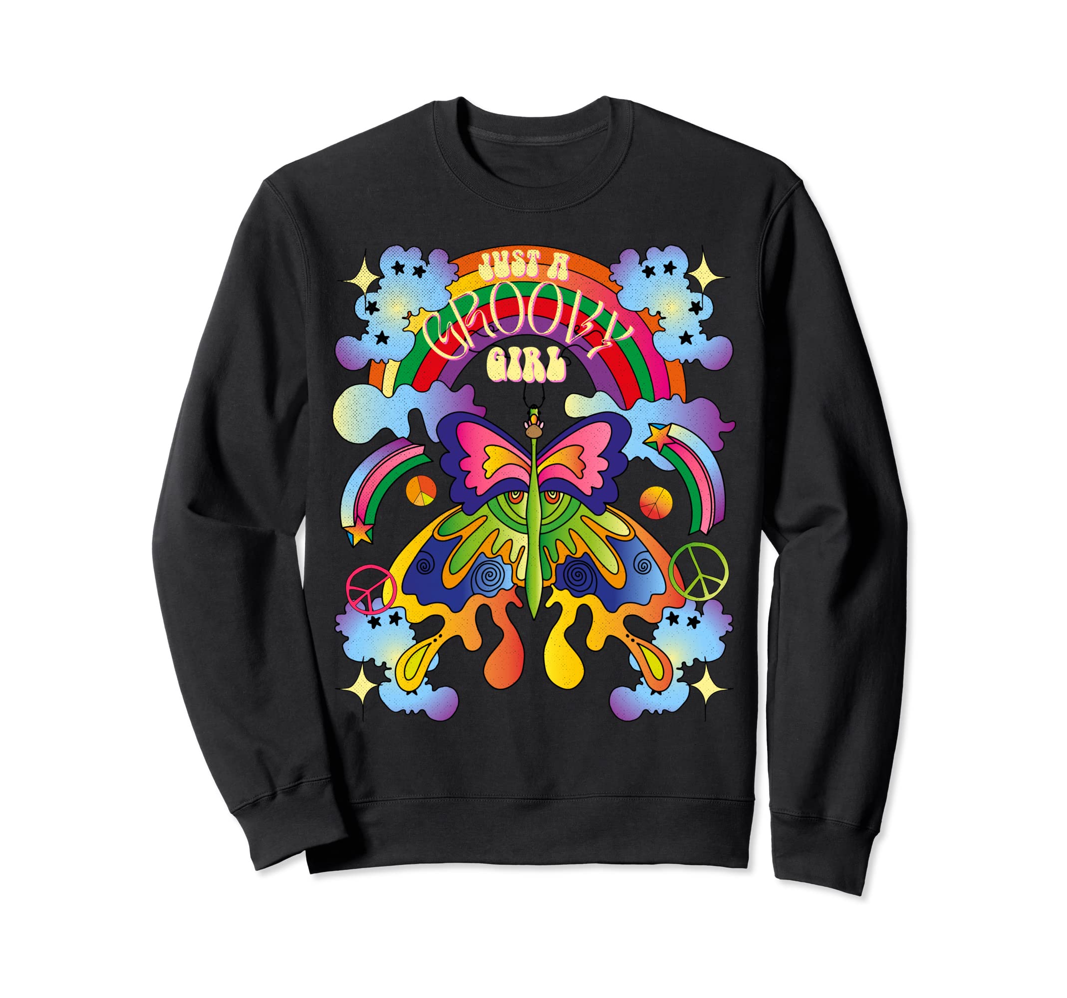 Just Groovy Rainbow Butterfly Sweatshirt - Aesthetic Graphic for Adults - T-Shirt, Sweatshirt, Hoodie