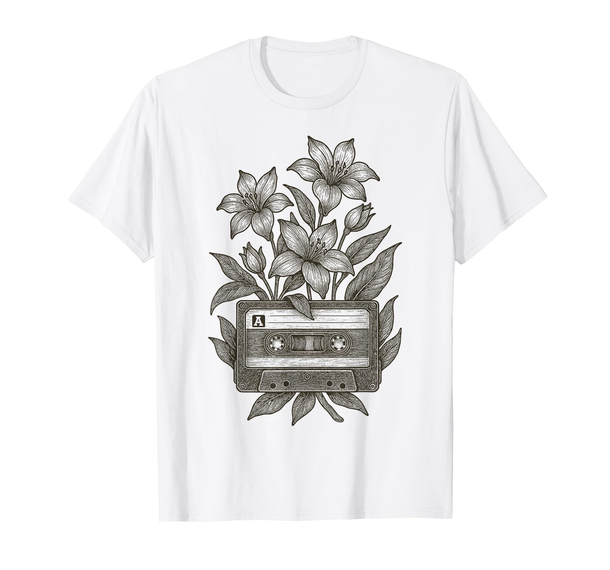 Cassette Tape Flowers Music 80S 90S T-Shirt - Casual Everyday Wear Unisex - T-Shirt, Sweatshirt, Hoodie
