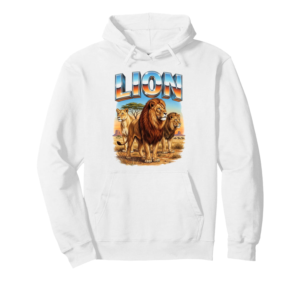Lion 70S 90S Lion African Animal Hoodie - Casual Everyday Wear Men Women - T-Shirt, Sweatshirt, Hoodie