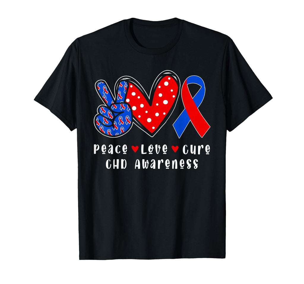 Peace Love Cure Chd Congenital Heart T-Shirt - Custom Art Print Men Women - T-Shirt, Sweatshirt, Hoodie