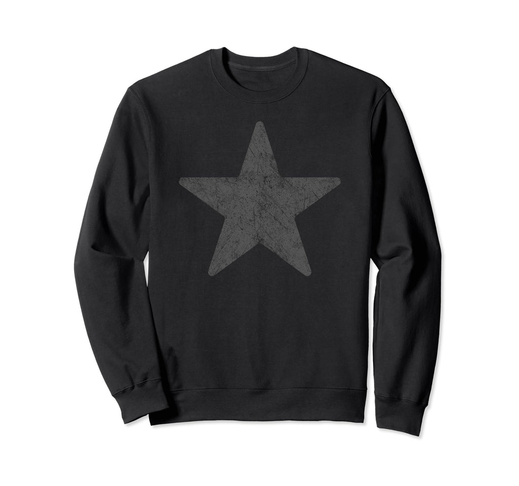 Star Dark Grey Distressed Faded Casual Sweatshirt - Trendy Graphic Unisex - T-Shirt, Sweatshirt, Hoodie
