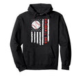 Baseball Dad Usa American Flag Fathers Hoodie - Novelty Apparel Men Women - T-Shirt, Sweatshirt, Hoodie