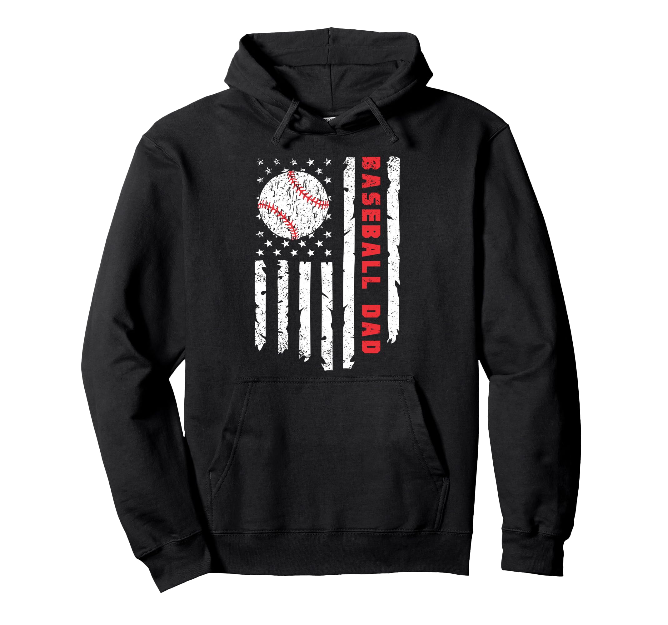 Baseball Dad Usa American Flag Fathers Hoodie - Novelty Apparel Men Women - T-Shirt, Sweatshirt, Hoodie