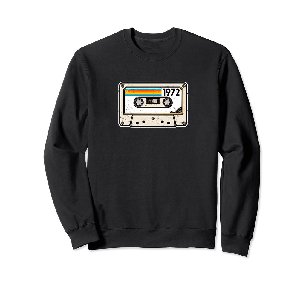 1972 Mixtape Distressed Cassette Tape Sweatshirt - Graphic Print Unisex - T-Shirt, Sweatshirt, Hoodie