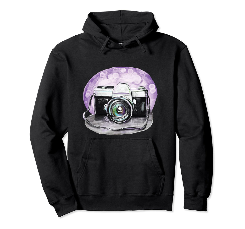Camera Watercolor Photographers Hoodie - Unique Graphic Men Women - T-Shirt, Sweatshirt, Hoodie