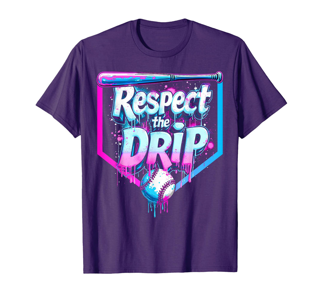Baseball Drip Ice Cream Respect Drip T-Shirt - Minimalist Print for Adults - T-Shirt, Sweatshirt, Hoodie