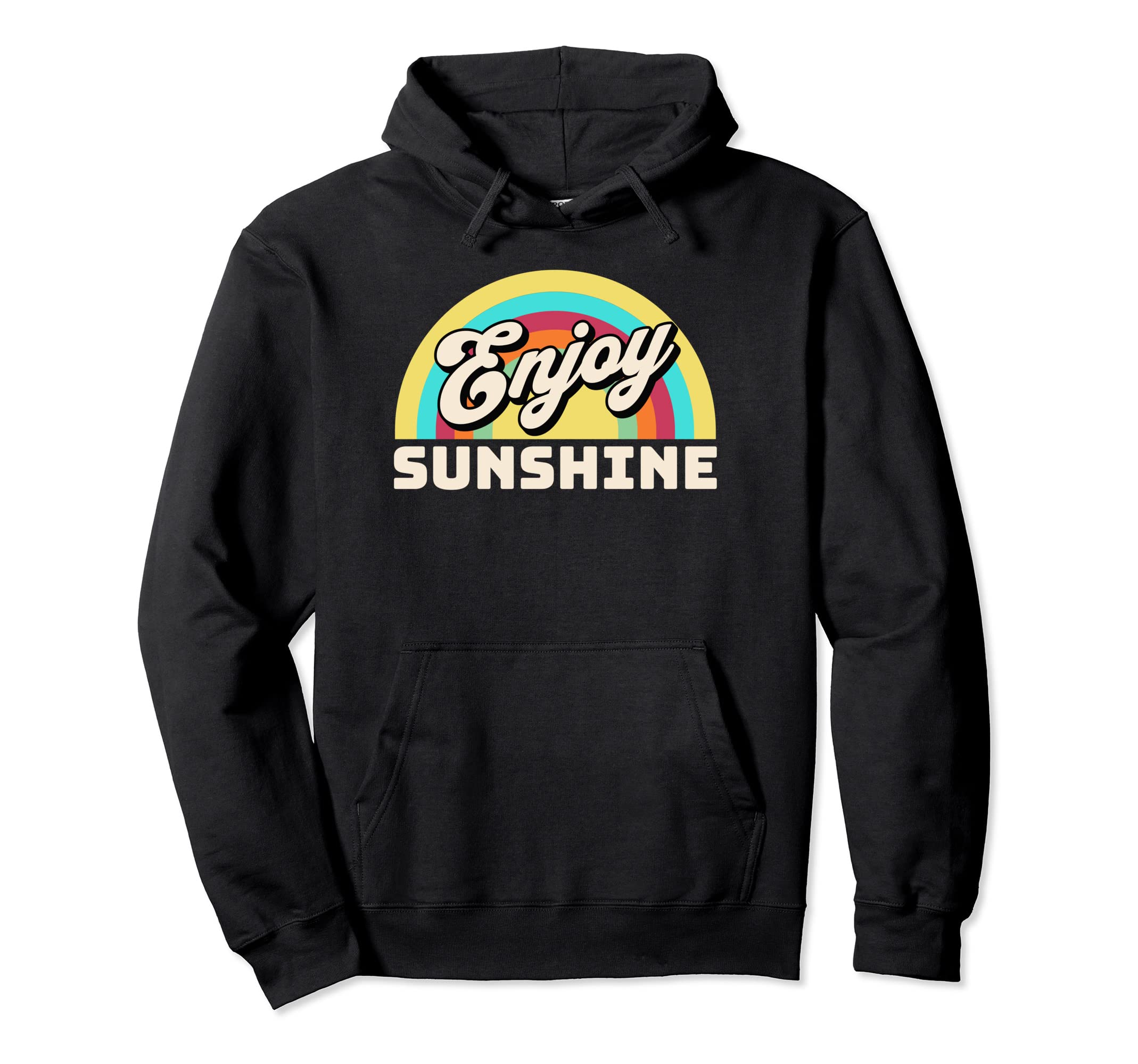 Enjoy Sunshine Rainbow Hippie Vibes Hoodie - Minimalist Print for Adults - T-Shirt, Sweatshirt, Hoodie