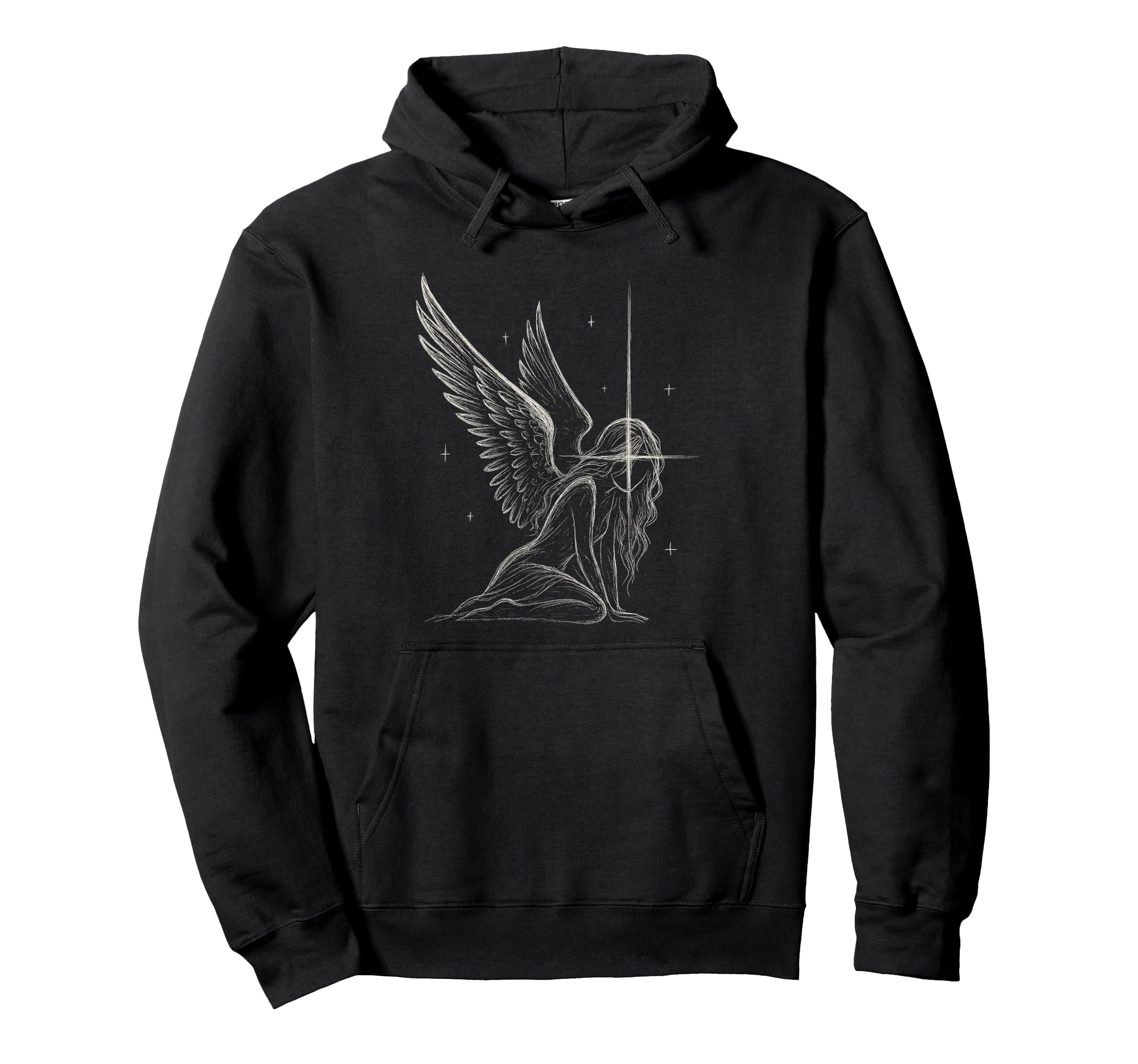 Celestial Goth Angel Dark Fairy Hoodie - Minimalist Print Men Women - T-Shirt, Sweatshirt, Hoodie