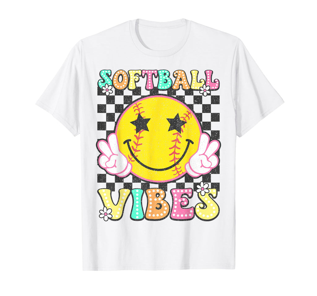 Softball Vibes Softball Groovy Game Day T-Shirt - Fun Novelty Design Unisex - T-Shirt, Sweatshirt, Hoodie