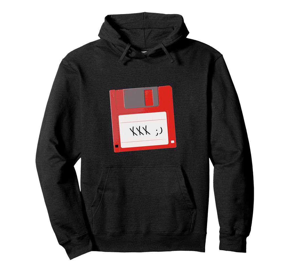 Floppy Disk Wink Funny Old School 90S Hoodie - Fun Novelty Design Men Women - T-Shirt, Sweatshirt, Hoodie