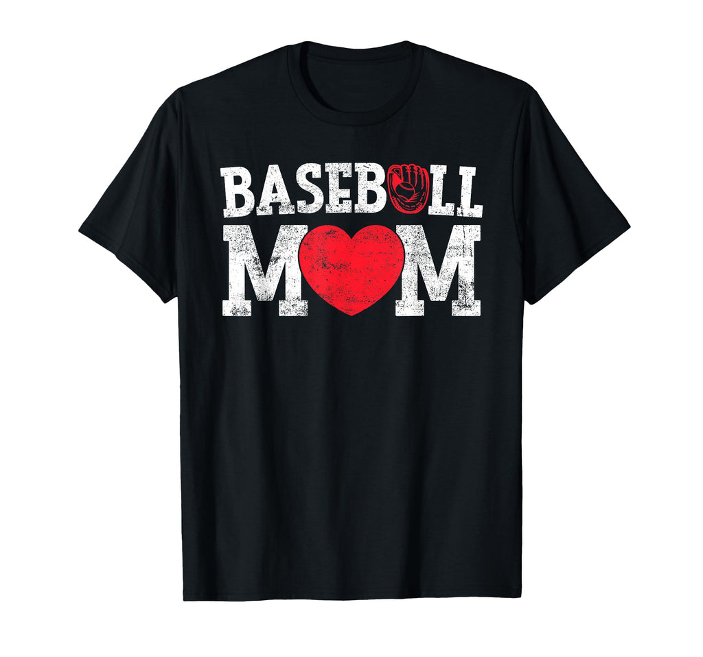 Heart Love Baseball Mom Mama Happy T-Shirt - Novelty Apparel for Adults - T-Shirt, Sweatshirt, Hoodie