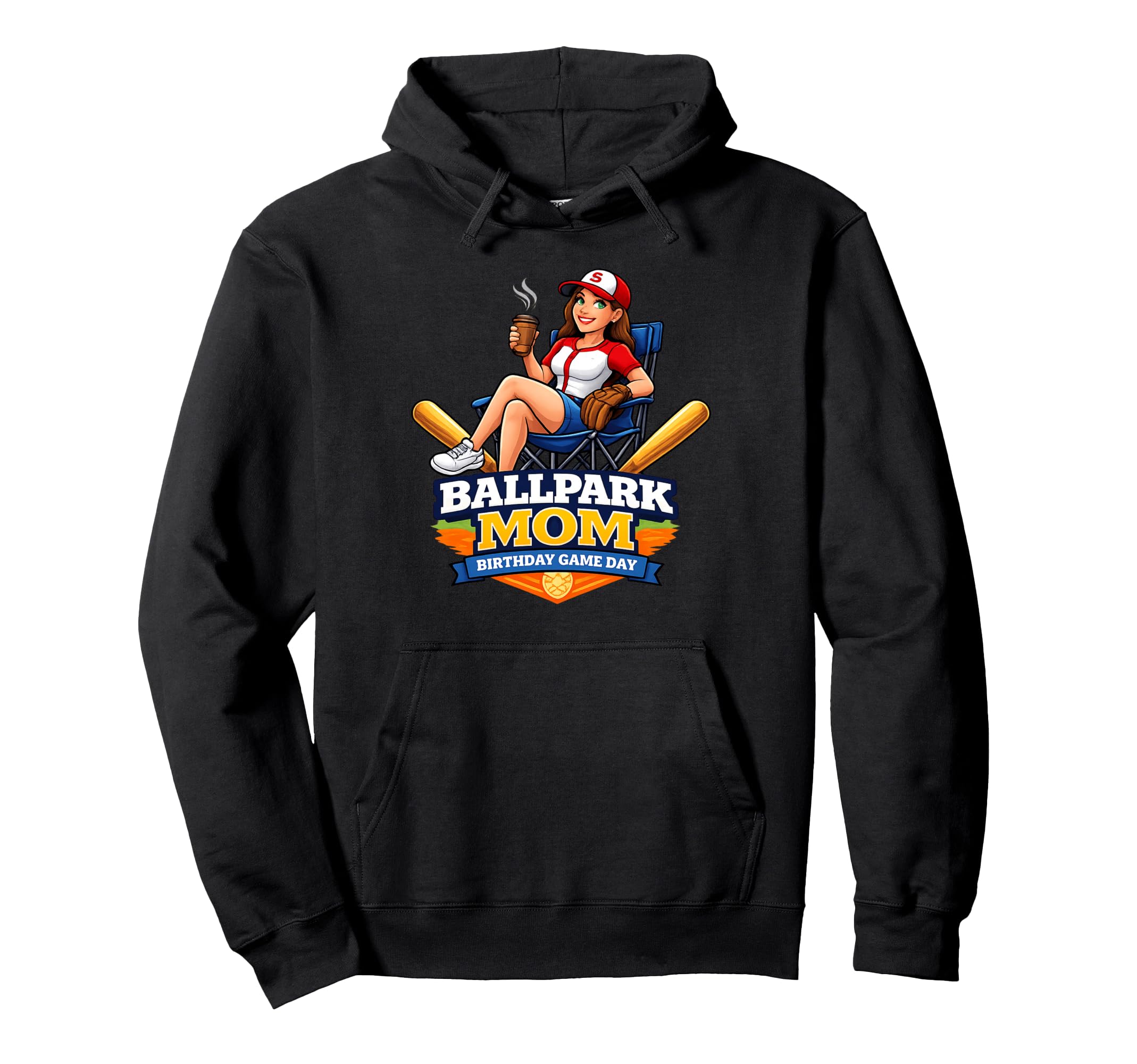 Baseball Ballpark Mom Birthday Game Hoodie - Minimalist Print Men Women - T-Shirt, Sweatshirt, Hoodie