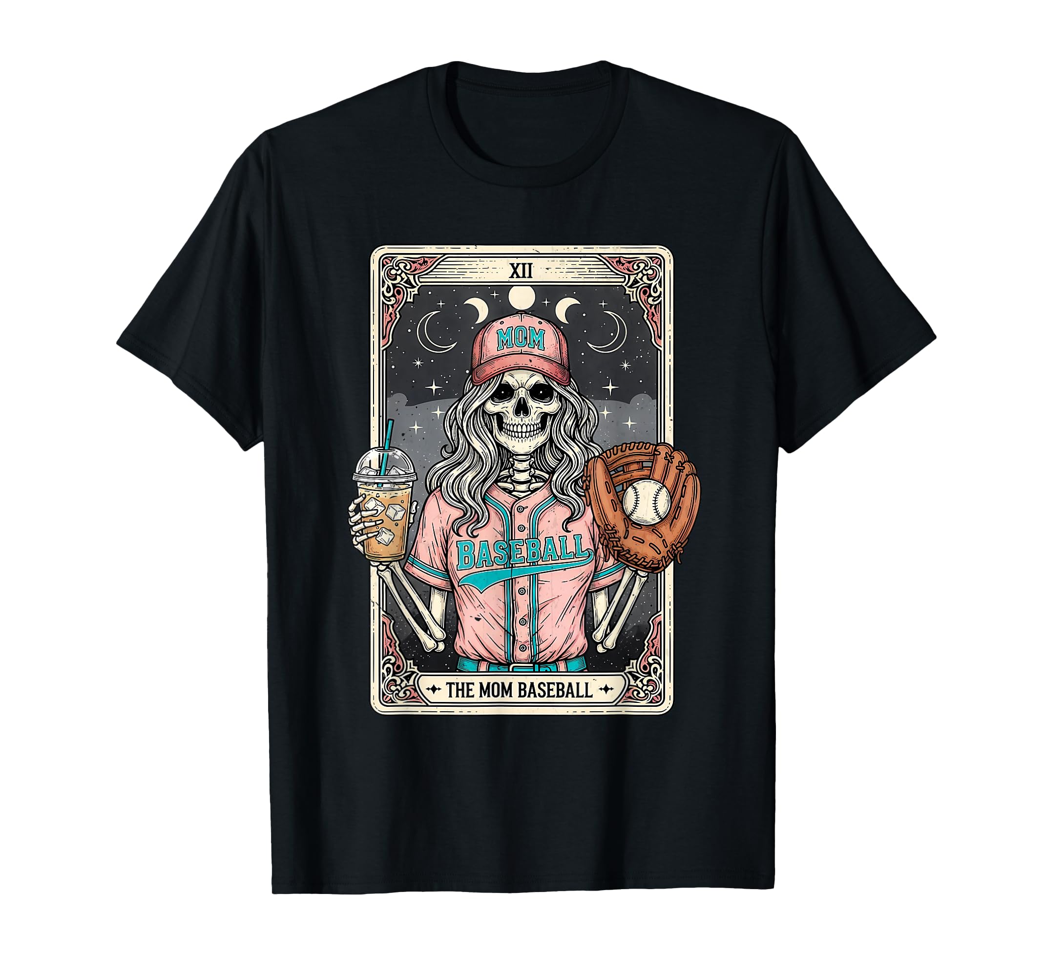 Baseball Mom Skeleton Tarot Card T-Shirt - Casual Everyday Wear Men Women - T-Shirt, Sweatshirt, Hoodie