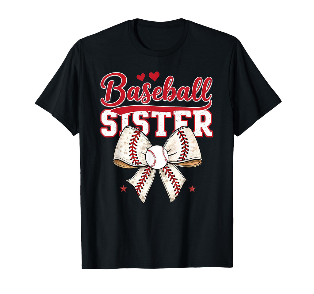 Baseball Bow Baseball Sister Sister T-Shirt - Graphic Print for Adults - T-Shirt, Sweatshirt, Hoodie