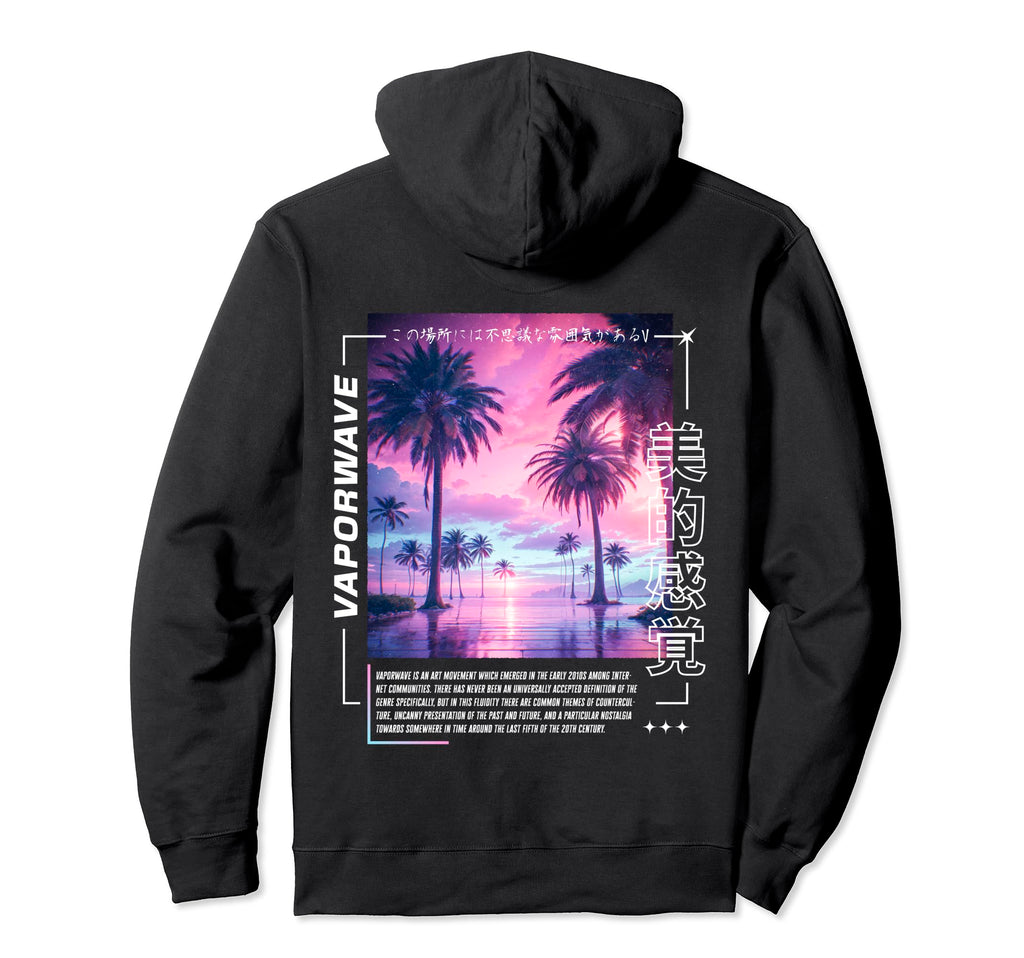 Vaporwave Backprint Aesthetic Liminal Hoodie - Unique Graphic Men Women - T-Shirt, Sweatshirt, Hoodie