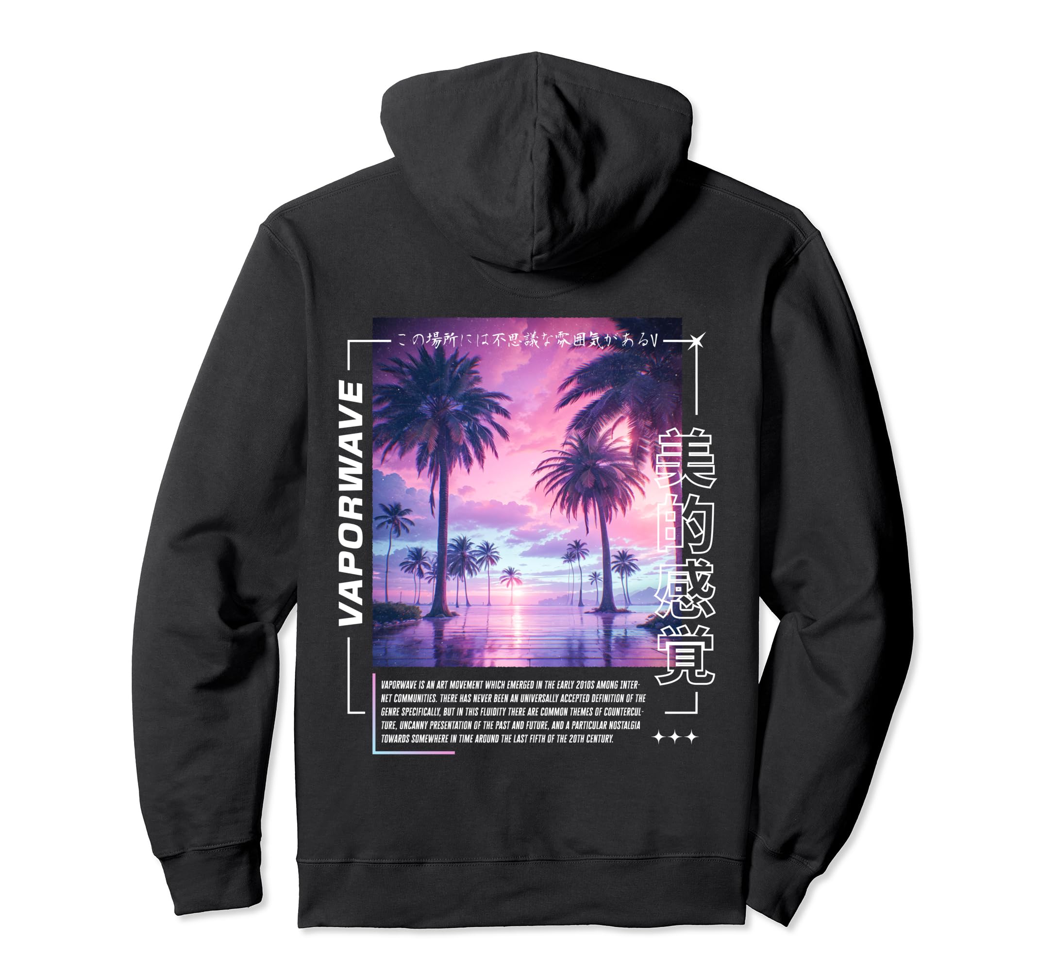 Vaporwave Backprint Aesthetic Liminal Hoodie - Unique Graphic Men Women - T-Shirt, Sweatshirt, Hoodie